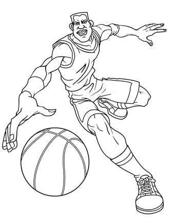 Kolorowanki Mężczyzna Biegający z Koszykówką