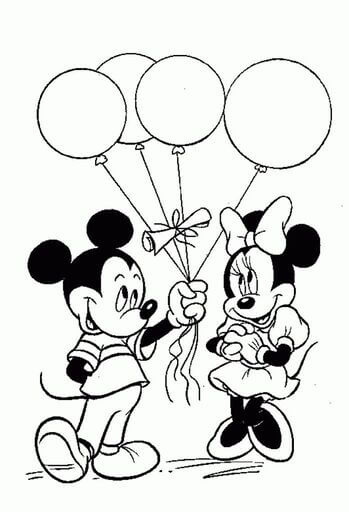 Kolorowanki Mickey daje Minnie Balony