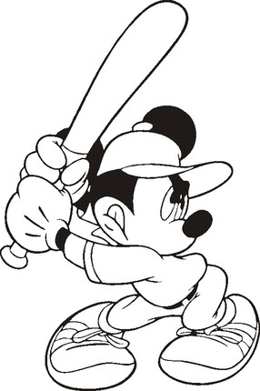 Kolorowanka Mickey gra w Baseball
