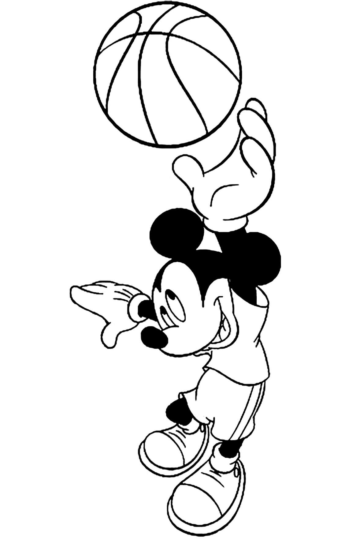 Kolorowanka Mickey z Koszykówką