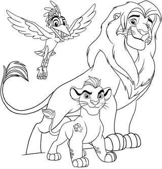 Kolorowanki Mufasa, Simba i Zazu