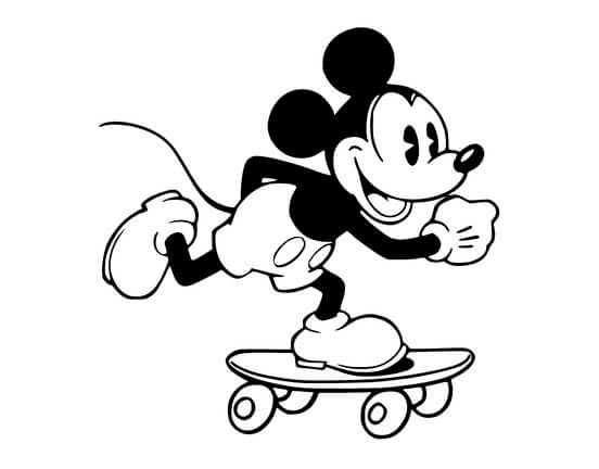 Kolorowanki Myszka Miki gra na Deskorolce