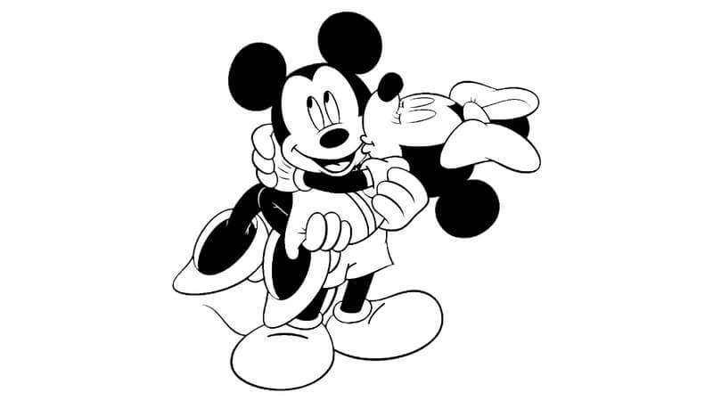 Kolorowanka Myszka Miki trzymająca Myszkę Minnie
