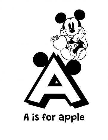Kolorowanka Myszka Miki z A jest dla Apple