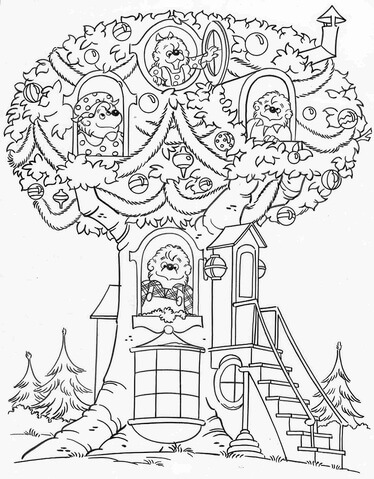 Kolorowanka Niedźwiedzie Berenstain w Domku na Drzewie