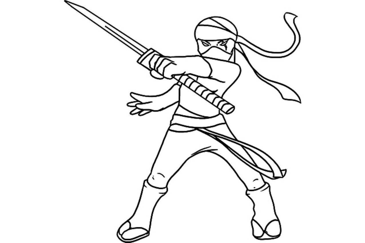 Kolorowanki Ninja Trzymający Miecz