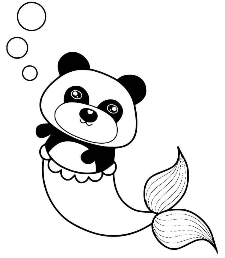 Kolorowanki Panda Syrenka