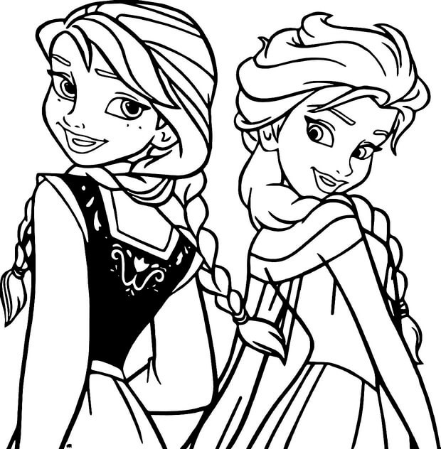 Kolorowanka Podstawowe Anna i Elsa w Krainie Lodu