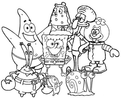 Kolorowanka Podstawowy SpongeBob i Przyjaciele