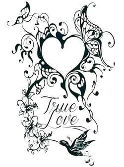 Kolorowanka Prawdziwa Miłość Tatuaż