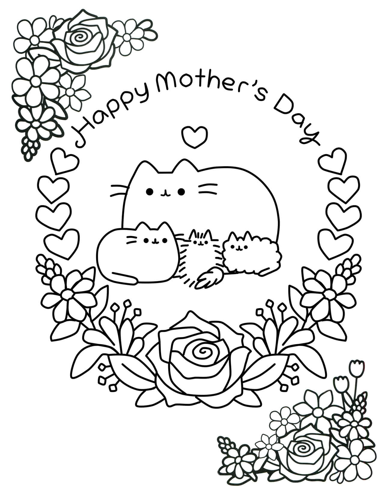 Kolorowanka Pusheen Szczęśliwego Dnia Matki
