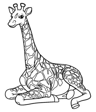 Kolorowanka Siedząca Żyrafa