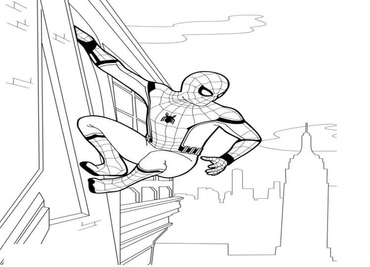 Kolorowanka Spider-Man wspina się po Mieście