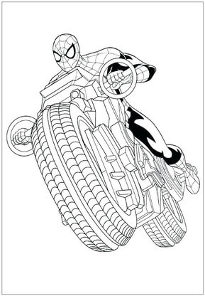 Kolorowanka Spider-Man z Motocyklem