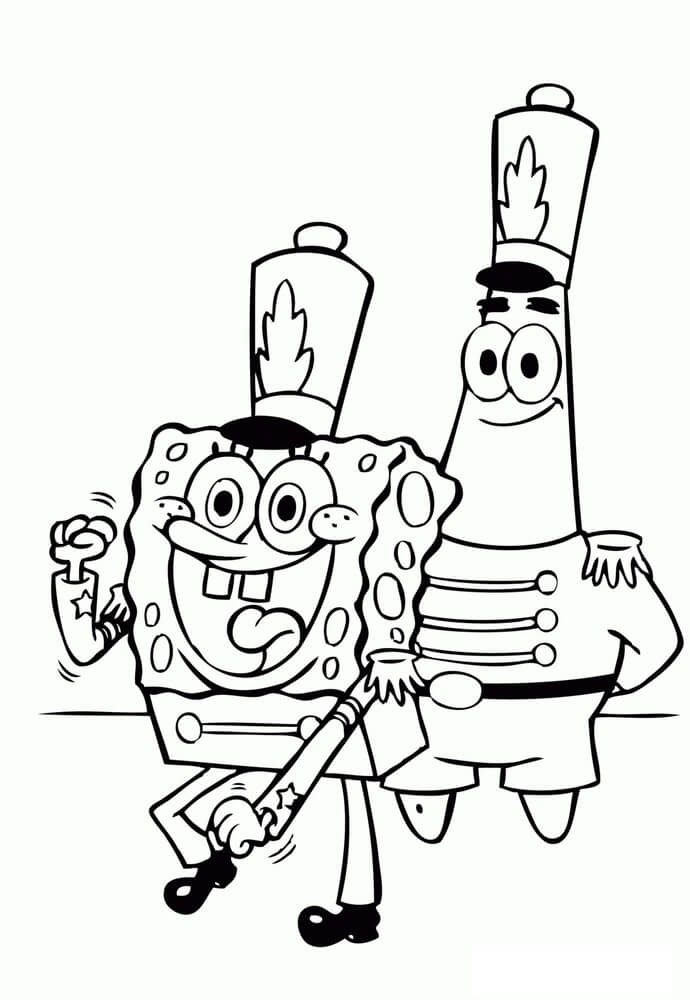 Kolorowanka SpongeBob i Patrick Star Zabawy