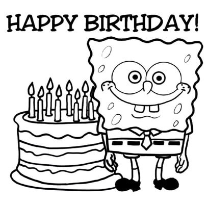 Kolorowanka SpongeBob z okazji Urodzin