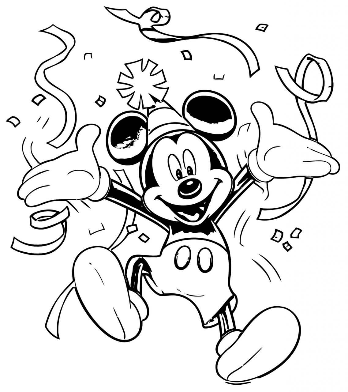 Kolorowanki Szczęśliwa Myszka Miki na Imprezie