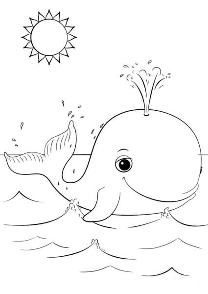 Kolorowanka Szczęśliwy Wieloryb