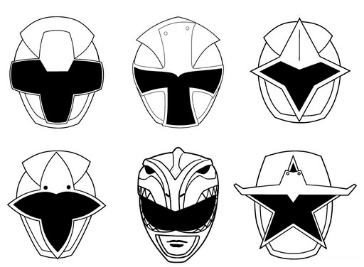Kolorowanka Sześciu Maskowych Rangersów