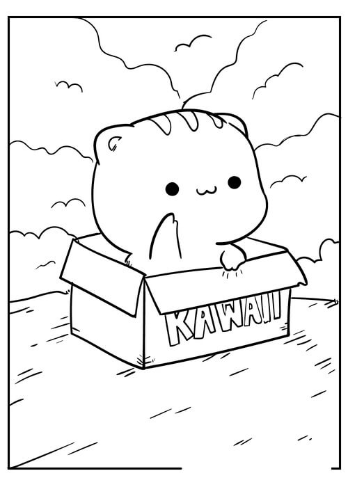 Kolorowanki Uśmiechający się kot Kawaii