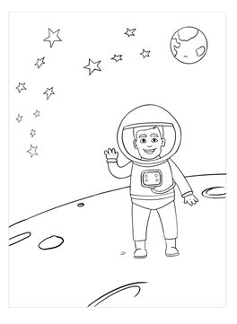 Kolorowanki Uśmiechnięty Astronauta w Kosmosie