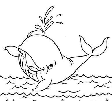 Kolorowanka Wieloryb w Morzu