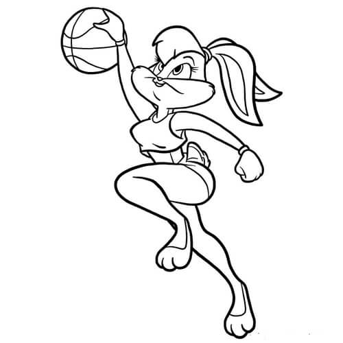 Kolorowanki Zwariowane melodie Lola Bunny gra w Koszykówkę
