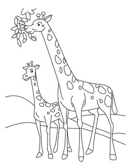 Kolorowanka Żyrafa Matka je z małą Żyrafa