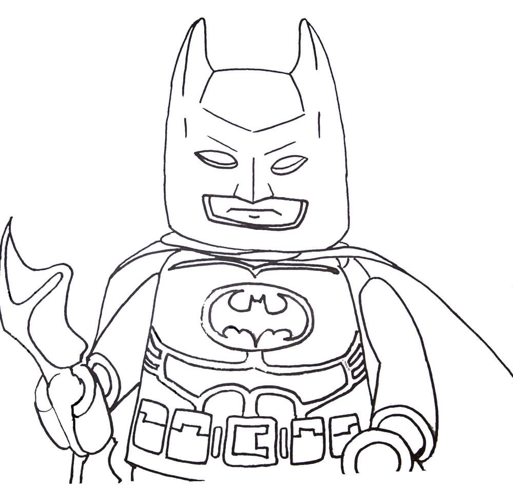 Kolorowanki Lego Batman Face holding Weapon