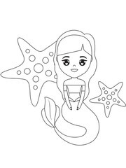 Kolorowanki Mermaid and Two Starfish