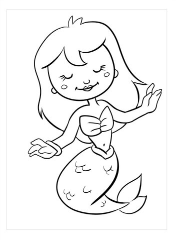 Kolorowanki Smiling Cartoon Mermaid