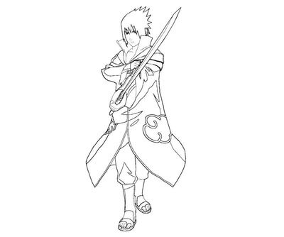 Kolorowanki Akatsuki Sasuke Trzymający Miecz