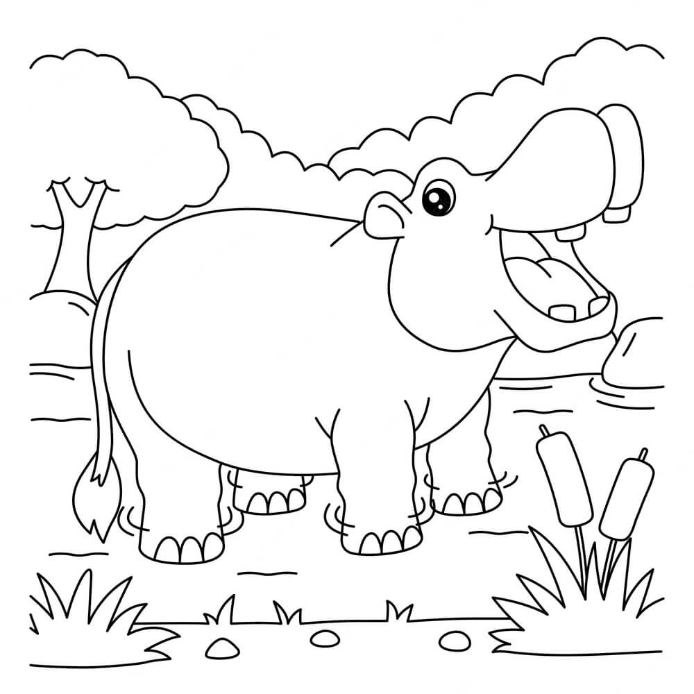 Kolorowanka Animowany Hipopotam