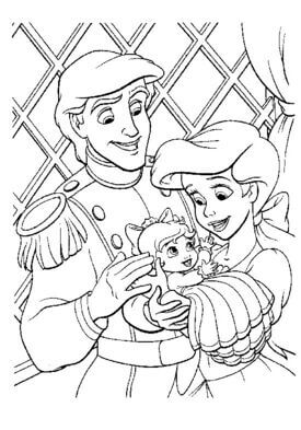 Kolorowanka Ariel i Eric Trzymają Dziecko