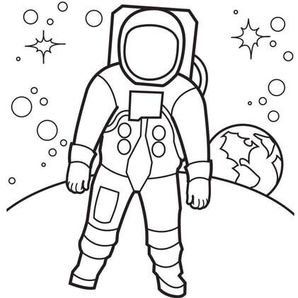 Kolorowanka Astronauta Stojący na Planecie