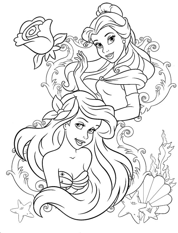 Kolorowanka Belle i Ariel