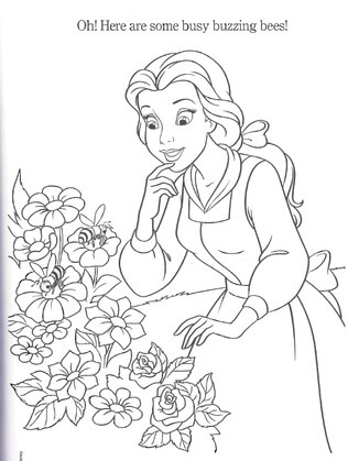 Kolorowanka Belle z Krzewem Kwiatowym