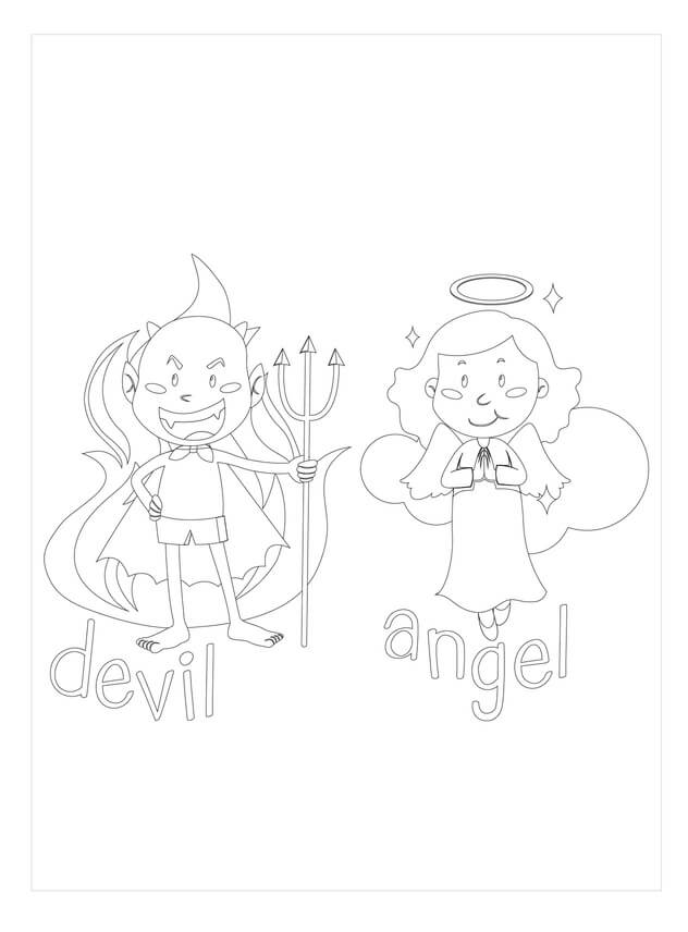 Kolorowanki Diabeł i Anioł