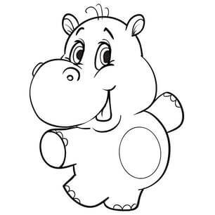 Kolorowanka Dziecko Kreskówka Hipopotam