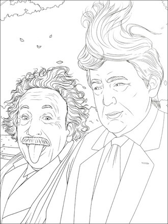 Kolorowanka Einstein i Donald Trump