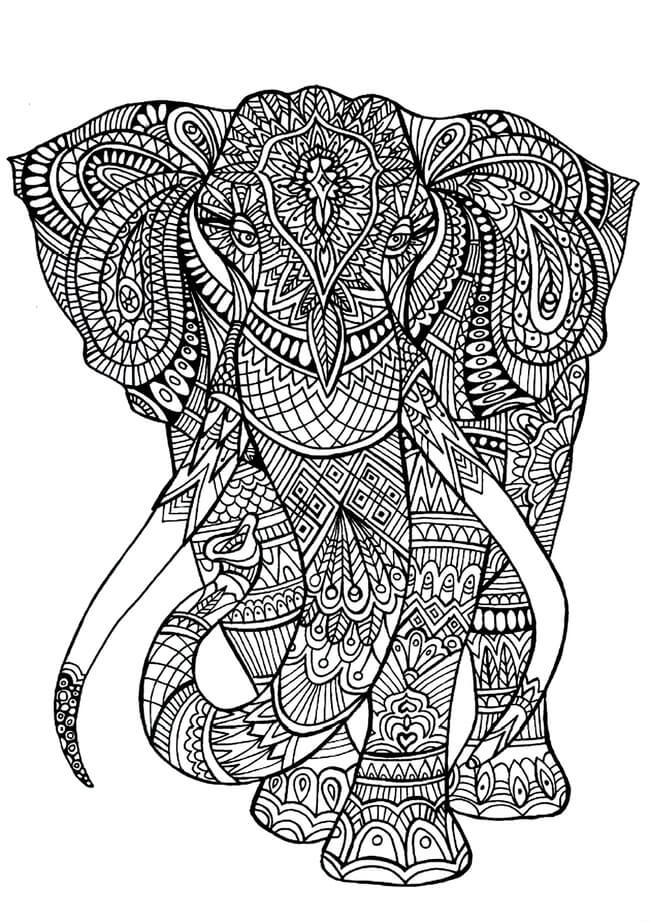 Kolorowanki Fajna Mandala Słonia