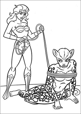 Kolorowanka Gepard związany Wonder Woman