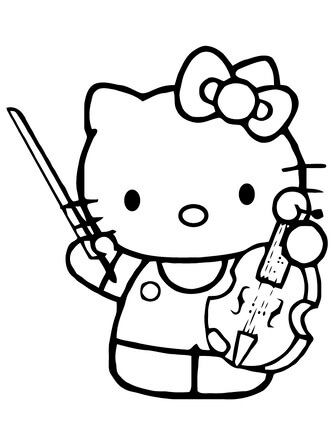 Kolorowanka Hallo Kitty spielt Geige