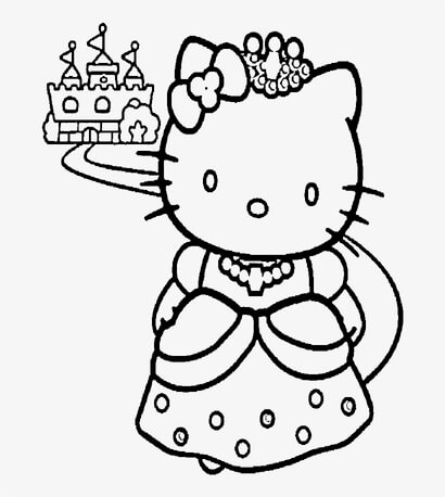 Kolorowanka Hello Kitty i ładny Zamek