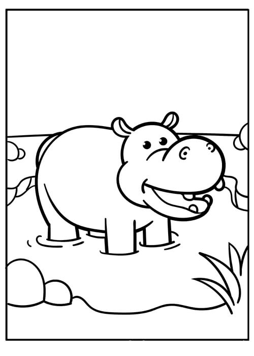 Kolorowanka Hipopotam pod Wodą