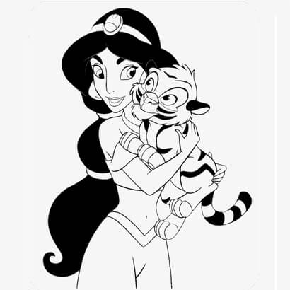 Kolorowanka Jasmine carrying baby Tiger