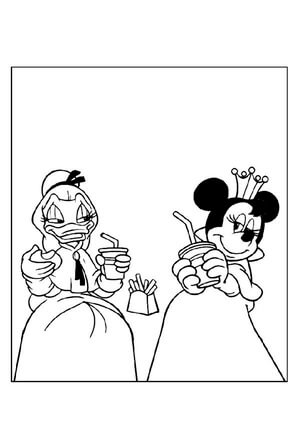 Kolorowanki Kaczka Daisy i Księżniczka Minnie Myszka