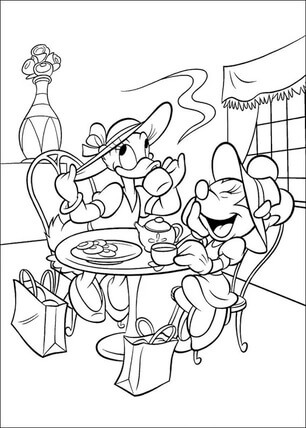 Kolorowanki Kaczka Daisy i Myszka Minnie na Imprezie