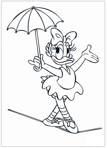 Kolorowanki Kaczka Daisy trzyma Parasol