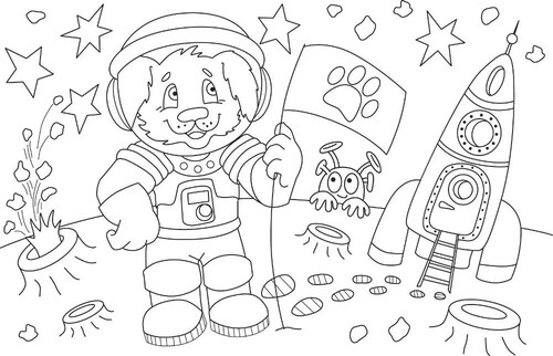 Kolorowanka Kreskówka Astronauta Zwierząt